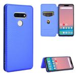 For LG Style 3 L-41 Carbon Fiber Texture Horizontal Flip TPU + PC + PU Leather Case with Card Slot(Blue)