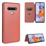 For LG Stylo 6 Carbon Fiber Texture Horizontal Flip TPU + PC + PU Leather Case with Card Slot(Brown)