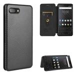 For BlackBerry KEY2 Carbon Fiber Texture Horizontal Flip TPU + PC + PU Leather Case with Card Slot(Black)