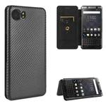 For BlackBerry Keyone Carbon Fiber Texture Horizontal Flip TPU + PC + PU Leather Case with Card Slot(Black)