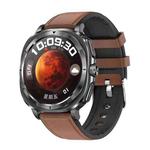 ET492 1.43 inch AMOLED Screen Leather Strap Smart Watch Supports ECG/Blood Sugar Monitoring(Brown)