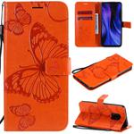 For Xiaomi Redmi 10X 5G / 10X Pro 5G 3D Butterflies Embossing Pattern Horizontal Flip Leather Case with Holder & Card Slot & Wallet & Lanyard(Orange)