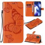 For Xiaomi Mi 10 Lite 5G 3D Butterflies Embossing Pattern Horizontal Flip Leather Case with Holder & Card Slot & Wallet & Lanyard(Orange)