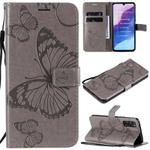 For Huawei Enjoy Z 3D Butterflies Embossing Pattern Horizontal Flip Leather Case with Holder & Card Slot & Wallet & Lanyard(Grey)