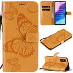 For Huawei Enjoy Z 3D Butterflies Embossing Pattern Horizontal Flip Leather Case with Holder & Card Slot & Wallet & Lanyard(Yellow)