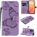 For Huawei Honor X10 3D Butterflies Embossing Pattern Horizontal Flip Leather Case with Holder & Card Slot & Wallet & Lanyard(Purple)