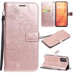 For Huawei Honor X10 3D Butterflies Embossing Pattern Horizontal Flip Leather Case with Holder & Card Slot & Wallet & Lanyard(Rose Gold)