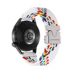 20mm Snap Button Nylon Braided Watch Band(White Rainbow)