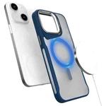 For iPhone 15 Metal Bracket MagSafe Magnetic Phone Case(Blue)