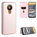 For Nokia 5.3 Carbon Fiber Texture Horizontal Flip TPU + PC + PU Leather Case with Card Slot(Pink)