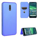 For Nokia 2.3 Carbon Fiber Texture Horizontal Flip TPU + PC + PU Leather Case with Card Slot(Blue)