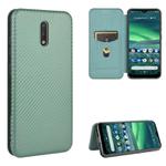 For Nokia 2.3 Carbon Fiber Texture Horizontal Flip TPU + PC + PU Leather Case with Card Slot(Green)