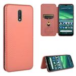 For Nokia 2.3 Carbon Fiber Texture Horizontal Flip TPU + PC + PU Leather Case with Card Slot(Brown)