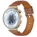 20mm Square Leather Silver Buckle Watch Band(Brown)