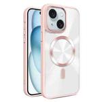 For iPhone 15 Plus Glaring CD Texture MagSafe Phone Case(Pink)