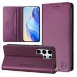For Samsung Galaxy S25 Ultra 5G RC01 Dual-Folded Magnetic Suction RFID Leather Phone Case(Violet)