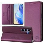 For Samsung Galaxy S24 FE 5G RC01 Dual-Folded Magnetic Suction RFID Leather Phone Case(Violet)