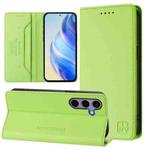 For Samsung Galaxy S23 FE 5G RC01 Dual-Folded Magnetic Suction RFID Leather Phone Case(Grass Green)