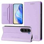 For Samsung Galaxy S23 5G RC01 Dual-Folded Magnetic Suction RFID Leather Phone Case(Light Purple)