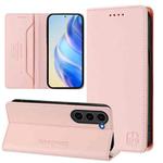 For Samsung Galaxy S23+ 5G RC01 Dual-Folded Magnetic Suction RFID Leather Phone Case(Pink)