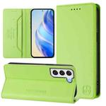 For Samsung Galaxy S22 5G RC01 Dual-Folded Magnetic Suction RFID Leather Phone Case(Grass Green)