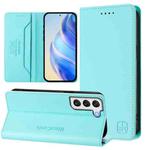 For Samsung Galaxy S21+ 5G RC01 Dual-Folded Magnetic Suction RFID Leather Phone Case(Mint Green)