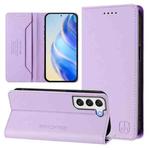 For Samsung Galaxy S21+ 5G RC01 Dual-Folded Magnetic Suction RFID Leather Phone Case(Light Purple)