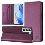 For Samsung Galaxy S21+ 5G RC01 Dual-Folded Magnetic Suction RFID Leather Phone Case(Violet)