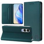 For Samsung Galaxy S25 Edge 5G RC01 Dual-Folded Magnetic Suction RFID Leather Phone Case(Dark Green)