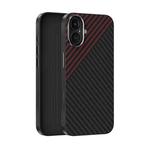 For iPhone 16 ABEEL C Carbon Fiber Series 6D Micro Relief MagSafe Phone Case(Black Red)