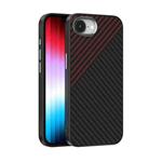 For iPhone 16e ABEEL C Carbon Fiber Series 6D Micro Relief MagSafe Phone Case(Black Red)