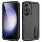 For Samsung Galaxy S24 / S25 5G Rugged PC Hybrid Silicone Phone Case with Holder(Black)
