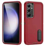 For Samsung Galaxy S24 / S25 5G Rugged PC Hybrid Silicone Phone Case with Holder(Red+Black)