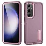 For Samsung Galaxy S24 / S25 5G Rugged PC Hybrid Silicone Phone Case with Holder(Purple+Pink)