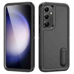 For Samsung Galaxy S24+ / S25+ 5G Rugged PC Hybrid Silicone Phone Case with Holder(Black)