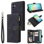 For Samsung Galaxy A07 4G / 5G Multifunctional Frosted Zipper Wallet Leather Phone Case(Black)