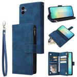 For Samsung Galaxy A07 4G / 5G Multifunctional Frosted Zipper Wallet Leather Phone Case(Blue)