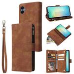 For Samsung Galaxy A07 4G / 5G Multifunctional Frosted Zipper Wallet Leather Phone Case(Brown)