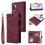 For Samsung Galaxy A17 5G Multifunctional Frosted Zipper Wallet Leather Phone Case(Wine Red)