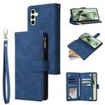 For Samsung Galaxy S24 FE 5G Multifunctional Frosted Zipper Wallet Leather Phone Case(Blue)