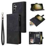 For Samsung Galaxy S23 FE 5G Multifunctional Frosted Zipper Wallet Leather Phone Case(Black)