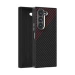 For Samsung Galaxy Z Fold6 5G ABEEL C Carbon Fiber Series 6D Micro Relief MagSafe Phone Case(Black Red)