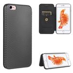 For iPhone 6 / 6s Carbon Fiber Texture Horizontal Flip TPU + PC + PU Leather Case with Card Slot(Black)