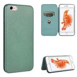 For iPhone 6 / 6s Carbon Fiber Texture Horizontal Flip TPU + PC + PU Leather Case with Card Slot(Green)