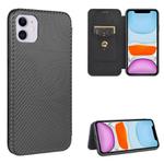 For iPhone 11 Carbon Fiber Texture Horizontal Flip TPU + PC + PU Leather Case with Card Slot(Black)