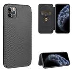 For iPhone 12 Pro Max Carbon Fiber Texture Horizontal Flip TPU + PC + PU Leather Case with Card Slot(Black)