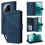 For Redmi Note 14 Pro 5G Multifunctional Frosted Zipper Wallet Leather Phone Case(Blue)