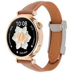 20mm Universal Slim Magnetic Buckle Genuine Leather Watch Band(Plain Weave Brown)