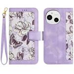 For Sharp Aquos Sense9 Floral Pattern Leather Phone Case with Lanyard(Light Purple)