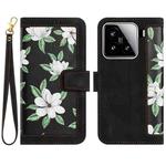 For Xiaomi 15 Floral Pattern Leather Phone Case with Lanyard(Black)